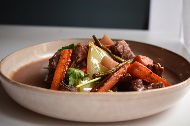 Cooked Food On White Ceramic Plate