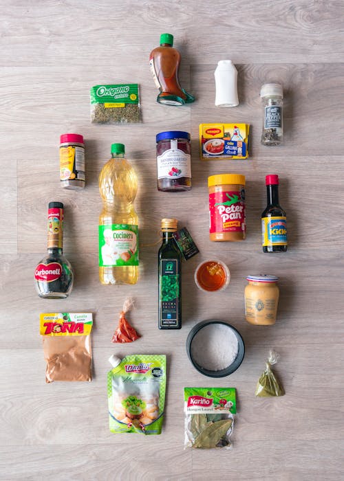 Free stock photo of condiments, flatlay, food flatlay