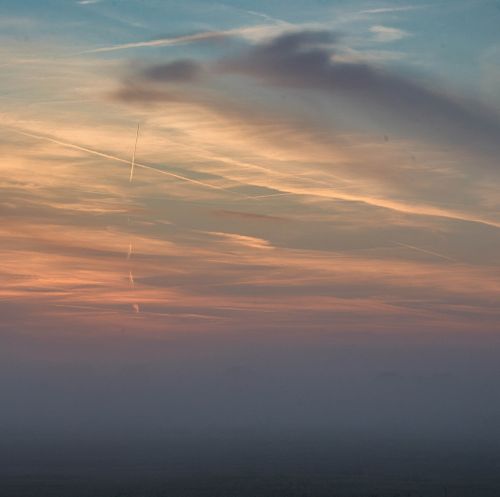 Free Serene sunrise with colorful sky and mist in Vlijmen, Noord-Brabant. Stock Photo