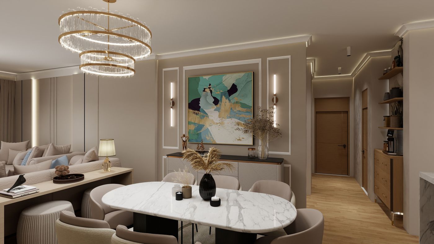 Wall art styled in a dining room