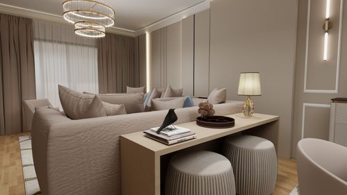 Free Stylish modern living room with elegant decor and ambient lighting. Stock Photo