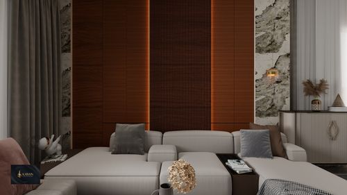Free Elegant modern living room with stylish decor and comfortable sofas. Stock Photo