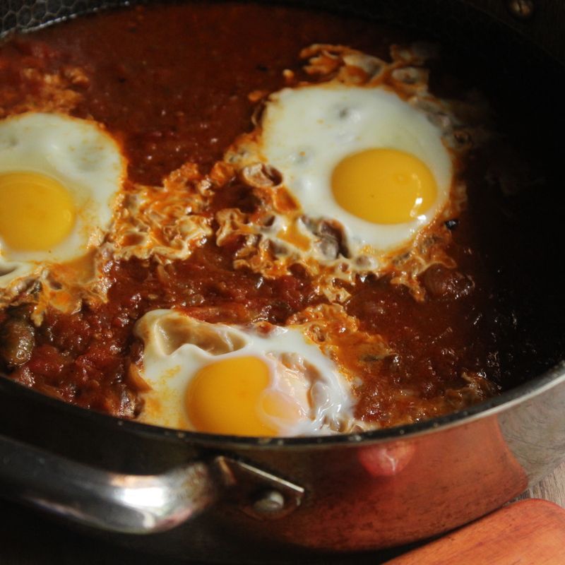 Libyan Shakshuka with Tuna, Harissa and Eggs