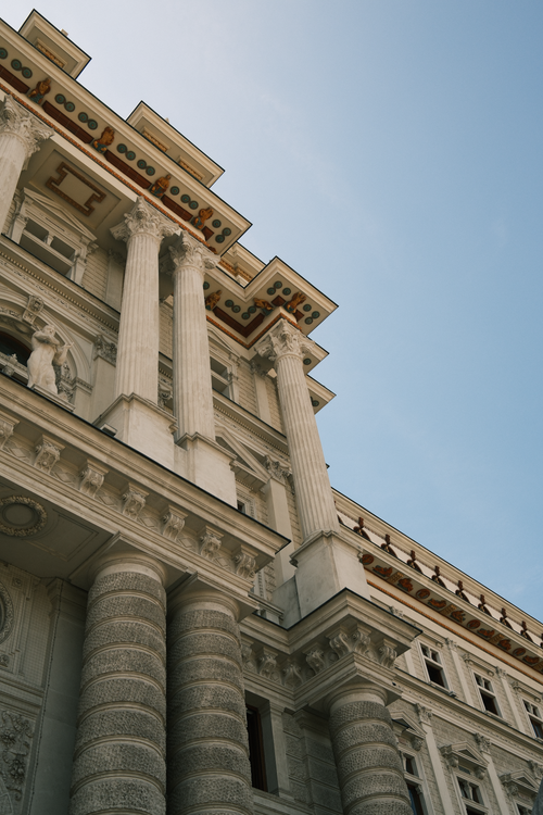 Free Stunning view of neoclassical architecture with towering columns in Vienna, Austria. Stock Photo