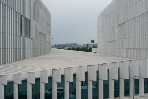 Free Contemporary building facade in Lisbon showcasing unique geometric design. Stock Photo