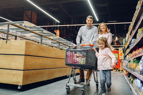 Family Doing Shopping in the Grocery Store