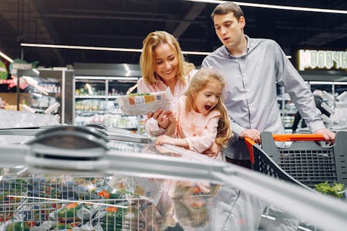 Family Having Fun Doing Grocery Shopping