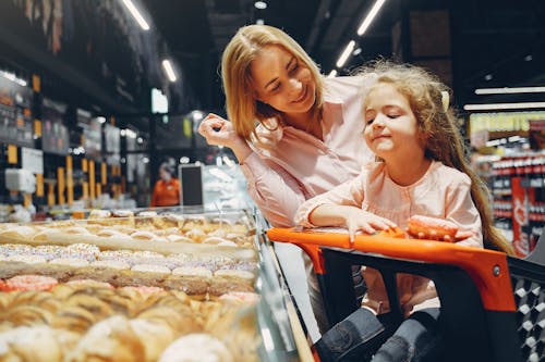 Little Girl Sitting on Shopping Cart