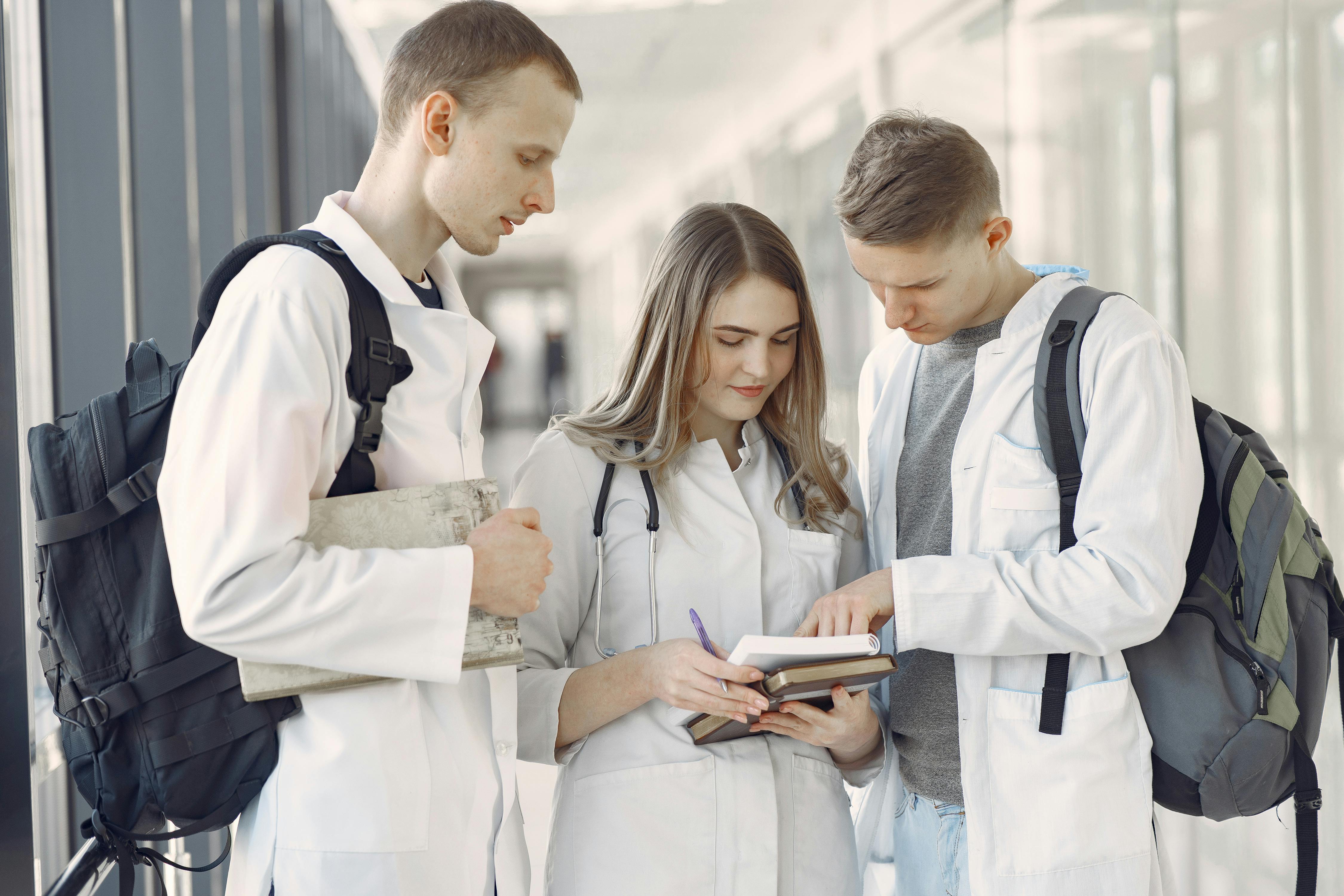 group of medical students at the hallway