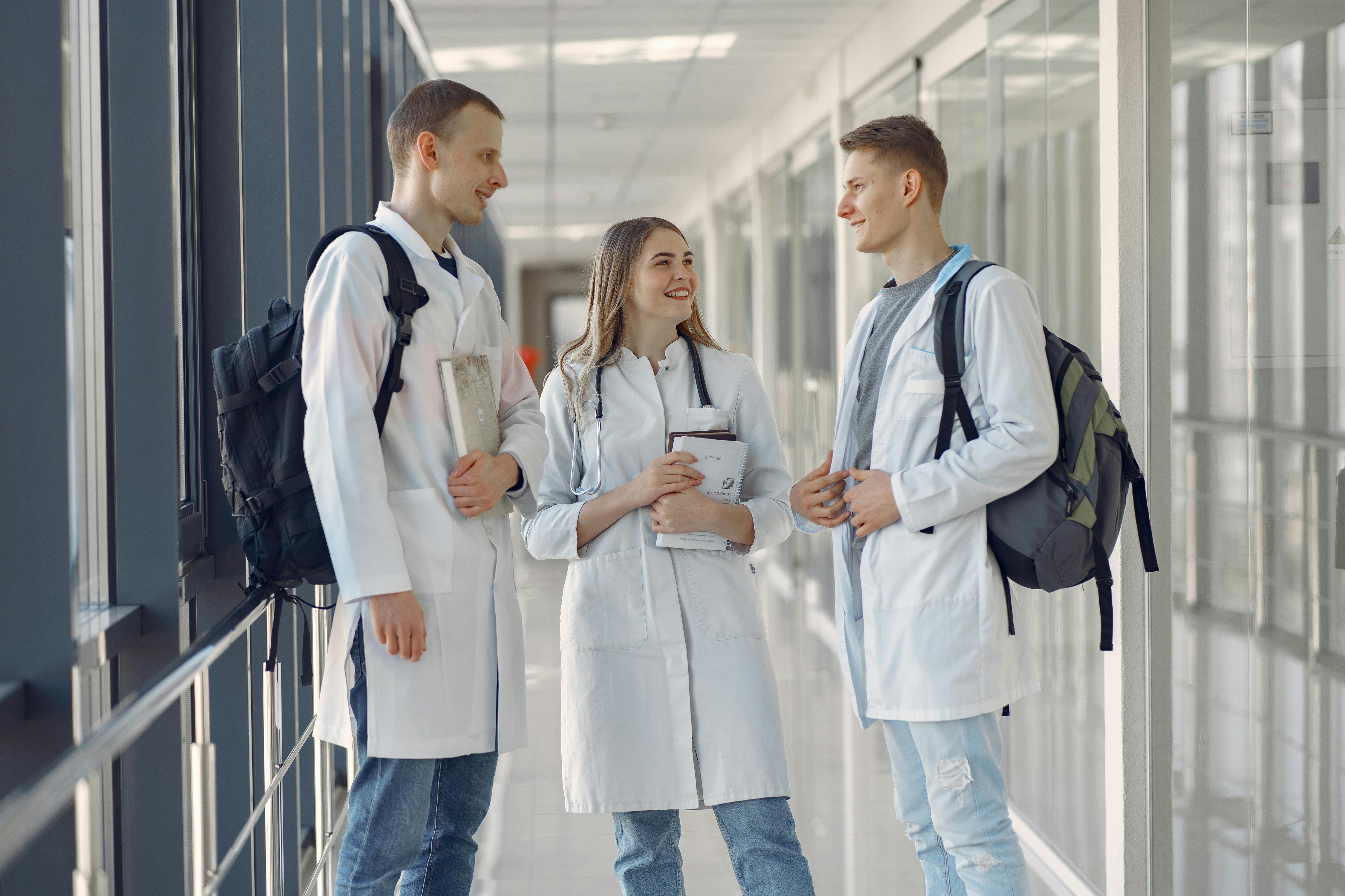 group of medical students at the hallway