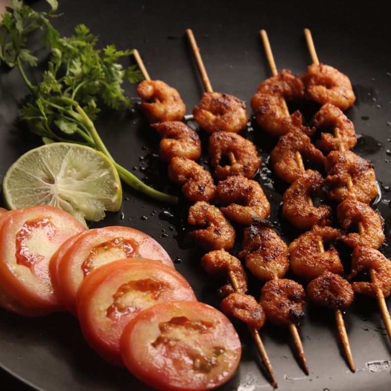 Tequila Lime Jalapeño Grilled Cocktail Shrimp Skewers