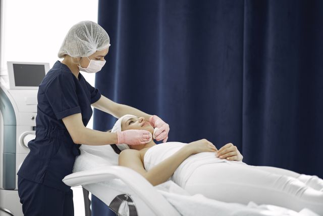 A hydrating facial treatment underway