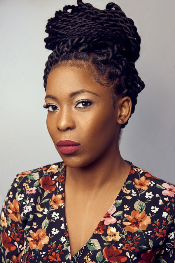 High bun on stretched natural hair