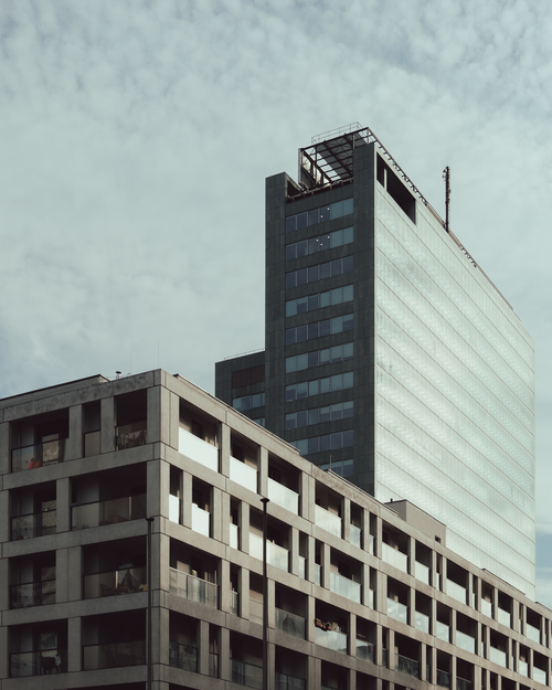 Free Stylish urban architecture captured in Vienna, Austria. A blend of modern structural designs showcasing urban development. Stock Photo
