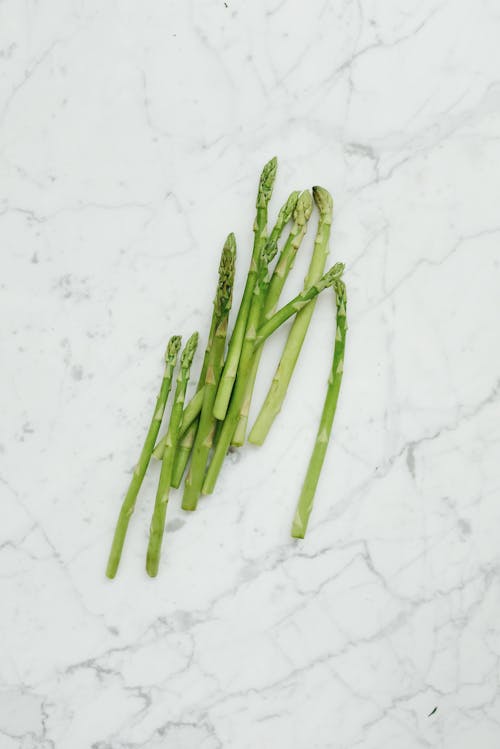 Green Asparagus on Marble Table