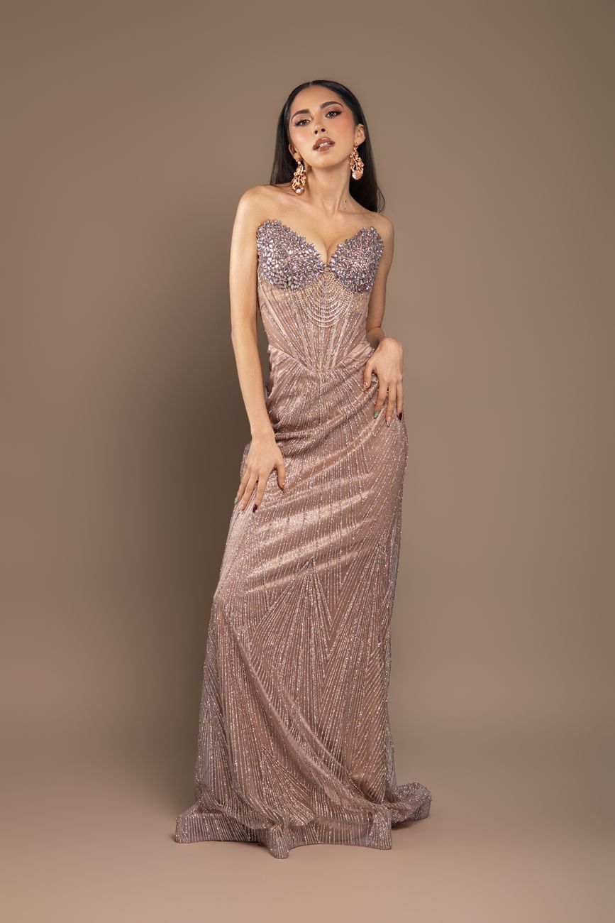 Woman in a glamorous evening gown