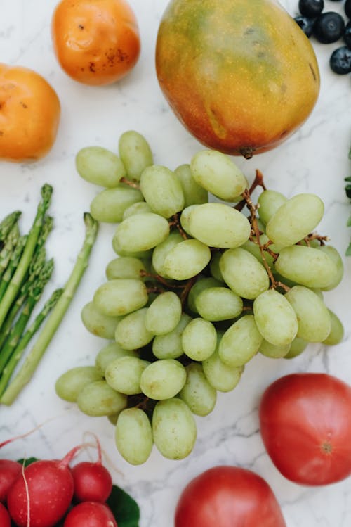 Fruits and Vegetables on White Surface