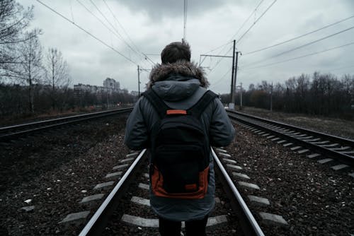 Free Person Standing On A Railway Stock Photo
