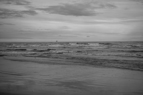 Grayscale Photo of Ocean Waves