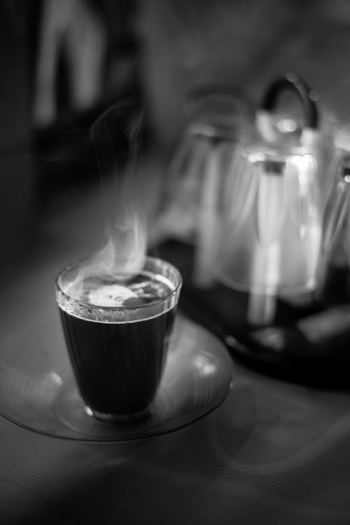 Free Grayscale Photo of a Cup of Coffee Stock Photo