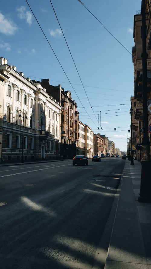 Free Captivating street view of historic buildings in St. Petersburg, Russia on a sunny day. Stock Photo