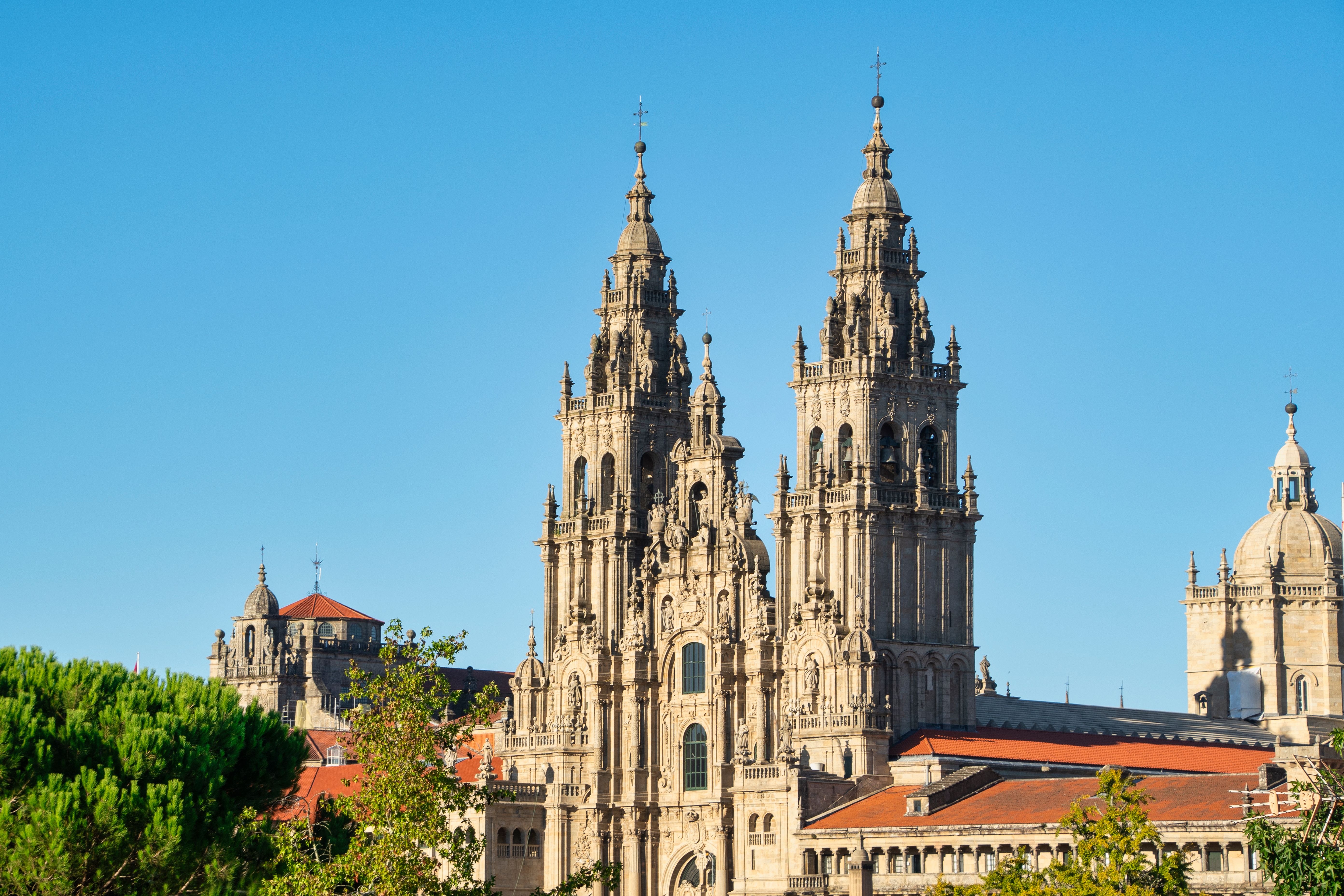 Santiago de Compostela Cathedral under Clear Blue Sky · Free Stock Photo