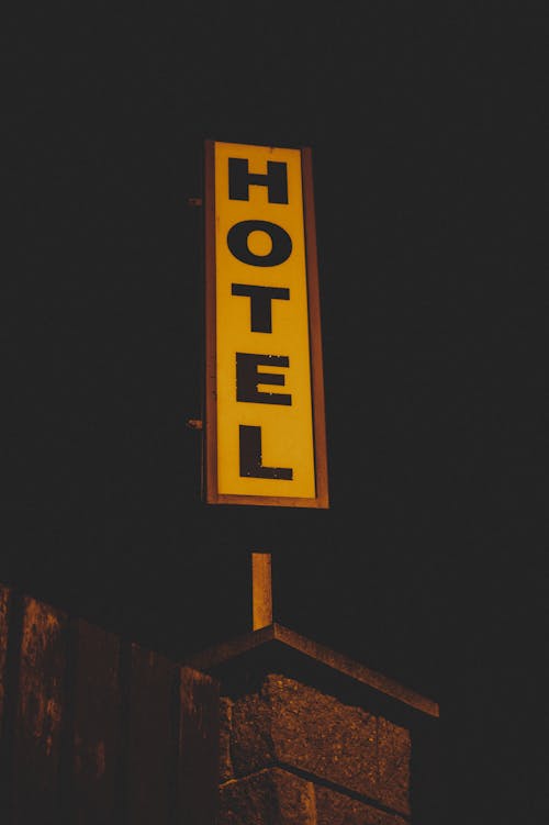 Hotel Signage at Night Time