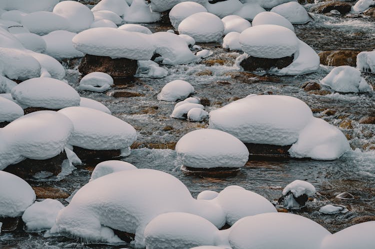 Rocks Covered In Snow