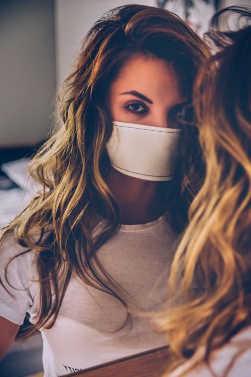 A Woman Wearing a Face Mask