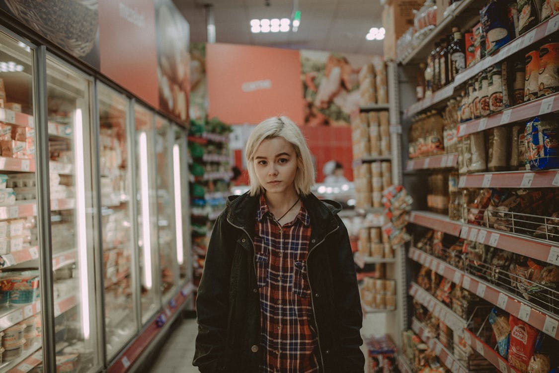 Free Woman Inside the Convenience Store  Stock Photo