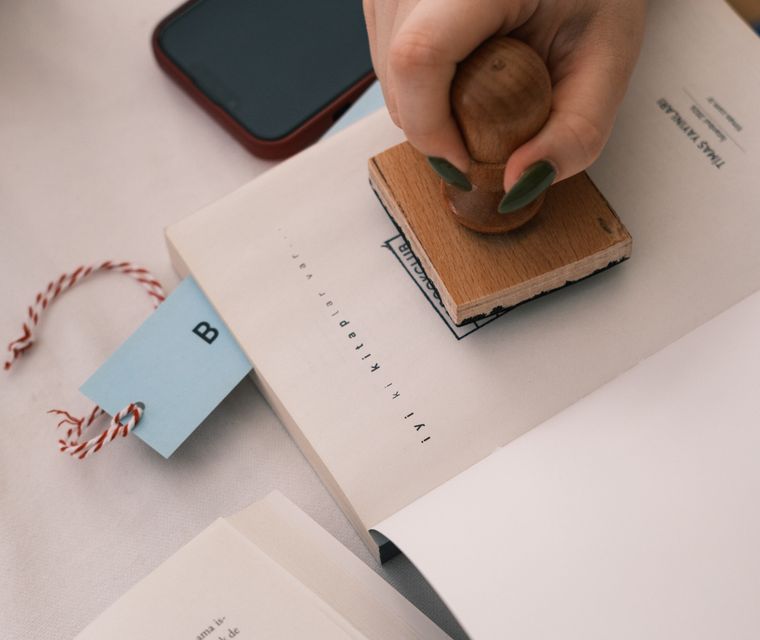 Hand stamping a document