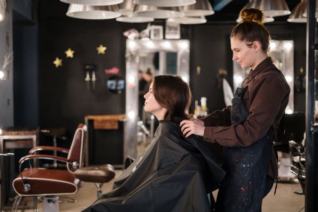 A hair cut and finish in a calm neutral salon