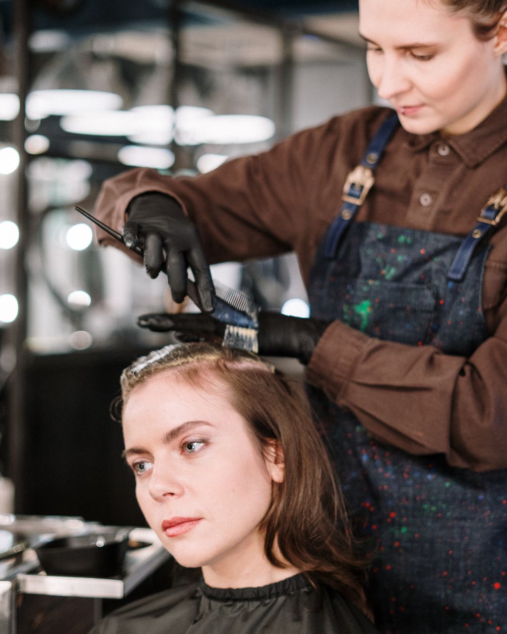 Woman having her hair styled at the salon
