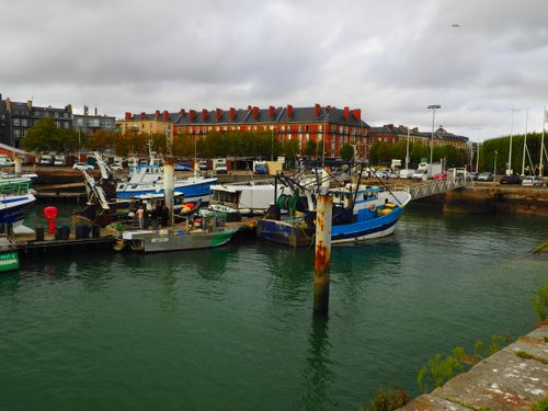 Free Colorful fishing boats at Le Havre harbor, Normandie, France on a cloudy day. Stock Photo