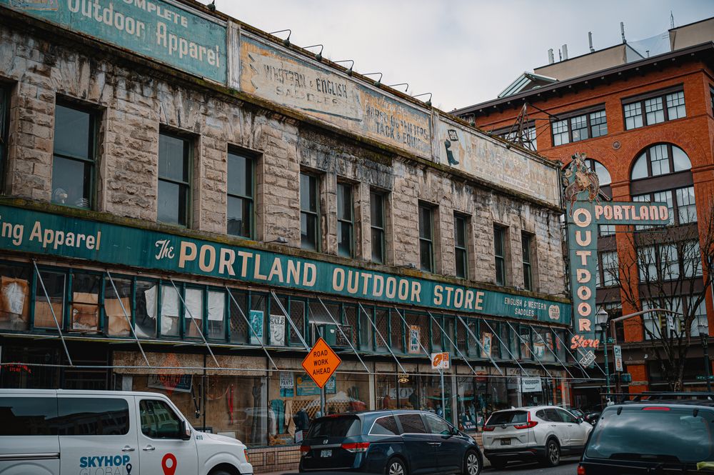 Storefront entrance in Portland