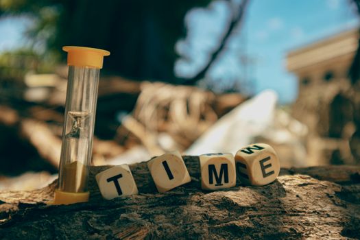 Hourglass and Wooden Letters