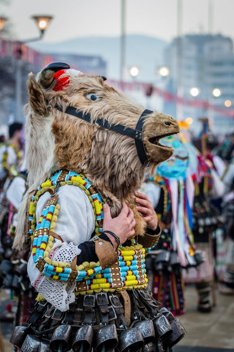 A Person Wearing A Horse Mask