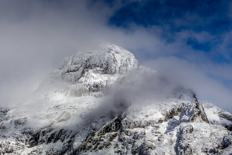 Snow Covered Mountain Under Blue Sky