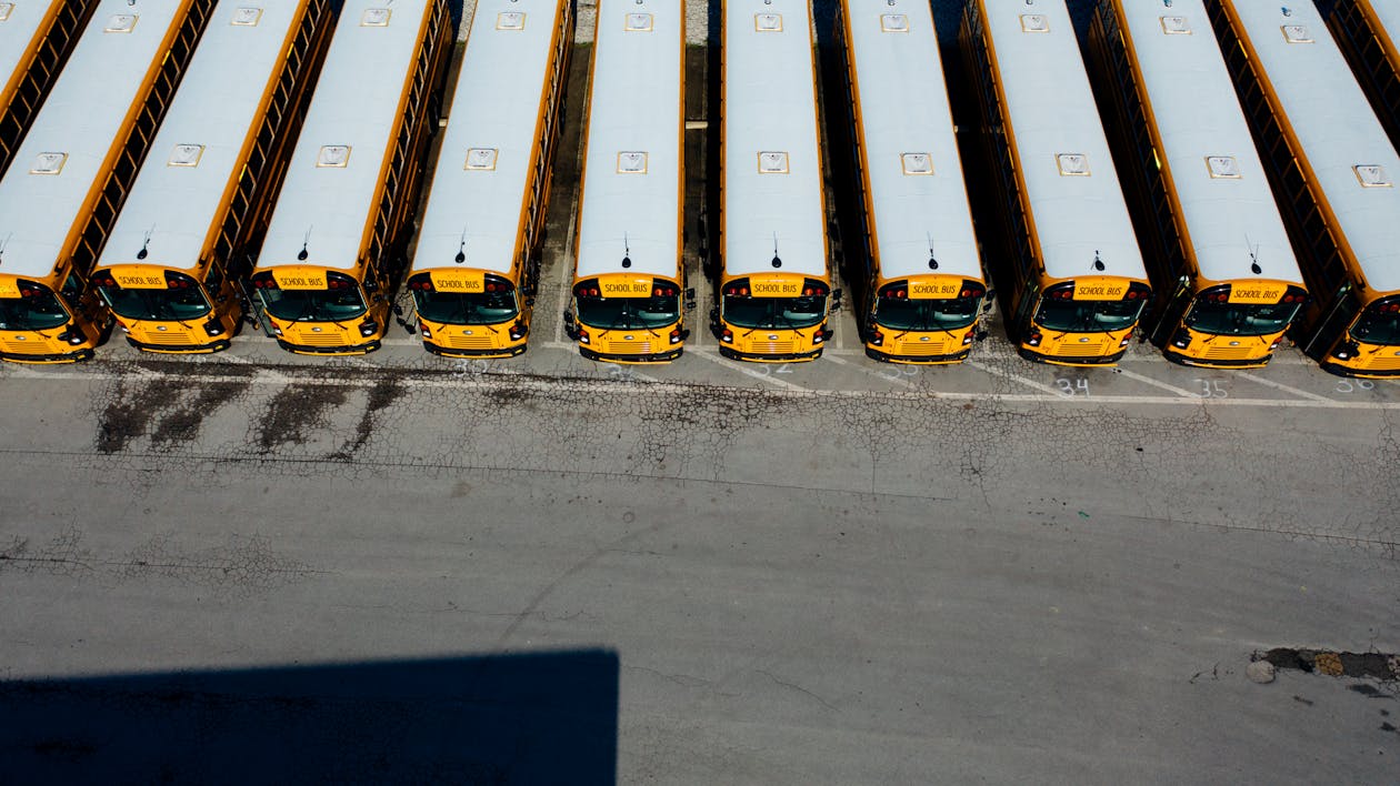 Free Parked Yellow Buses Stock Photo
