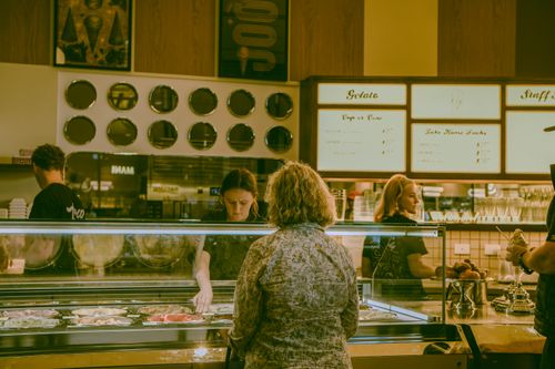 Free A bustling gelato shop with staff and customers in Glebe, New South Wales. Stock Photo