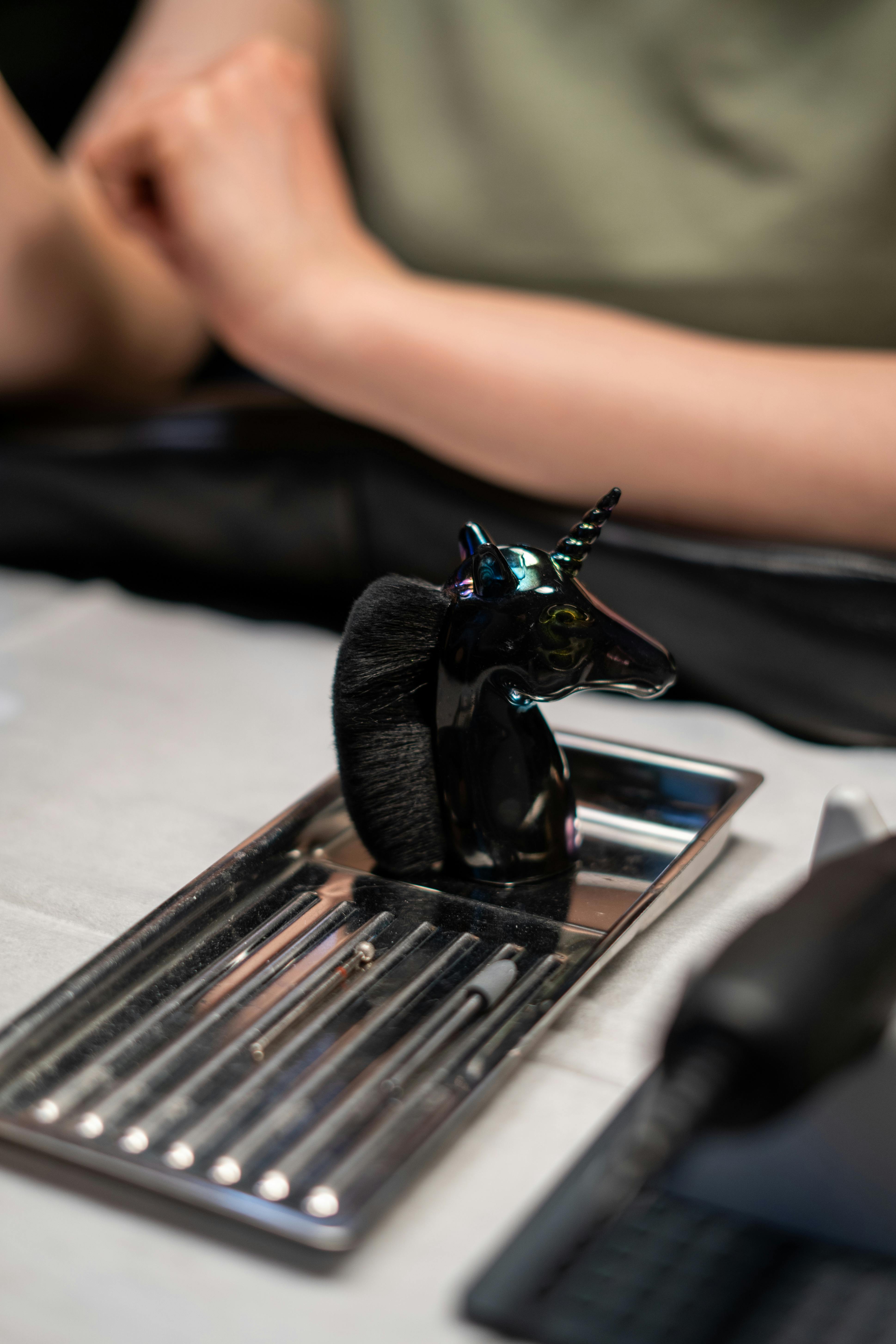 black and silver butterfly figurine