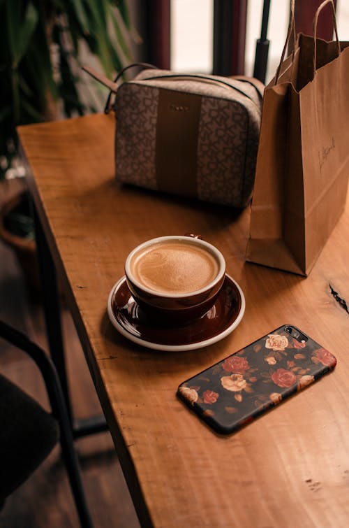 Free Cup Of Coffee On A Table Stock Photo