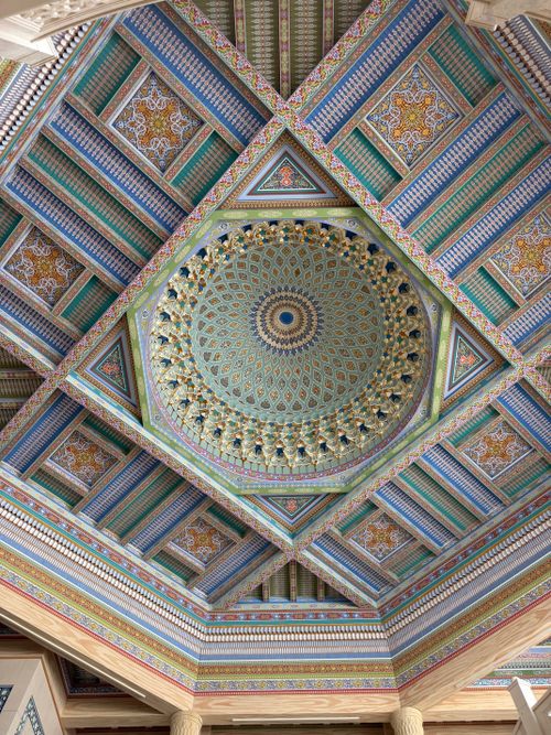 Free Stunning geometric ceiling in Samarkand, showcasing vibrant traditional patterns and symmetry. Stock Photo
