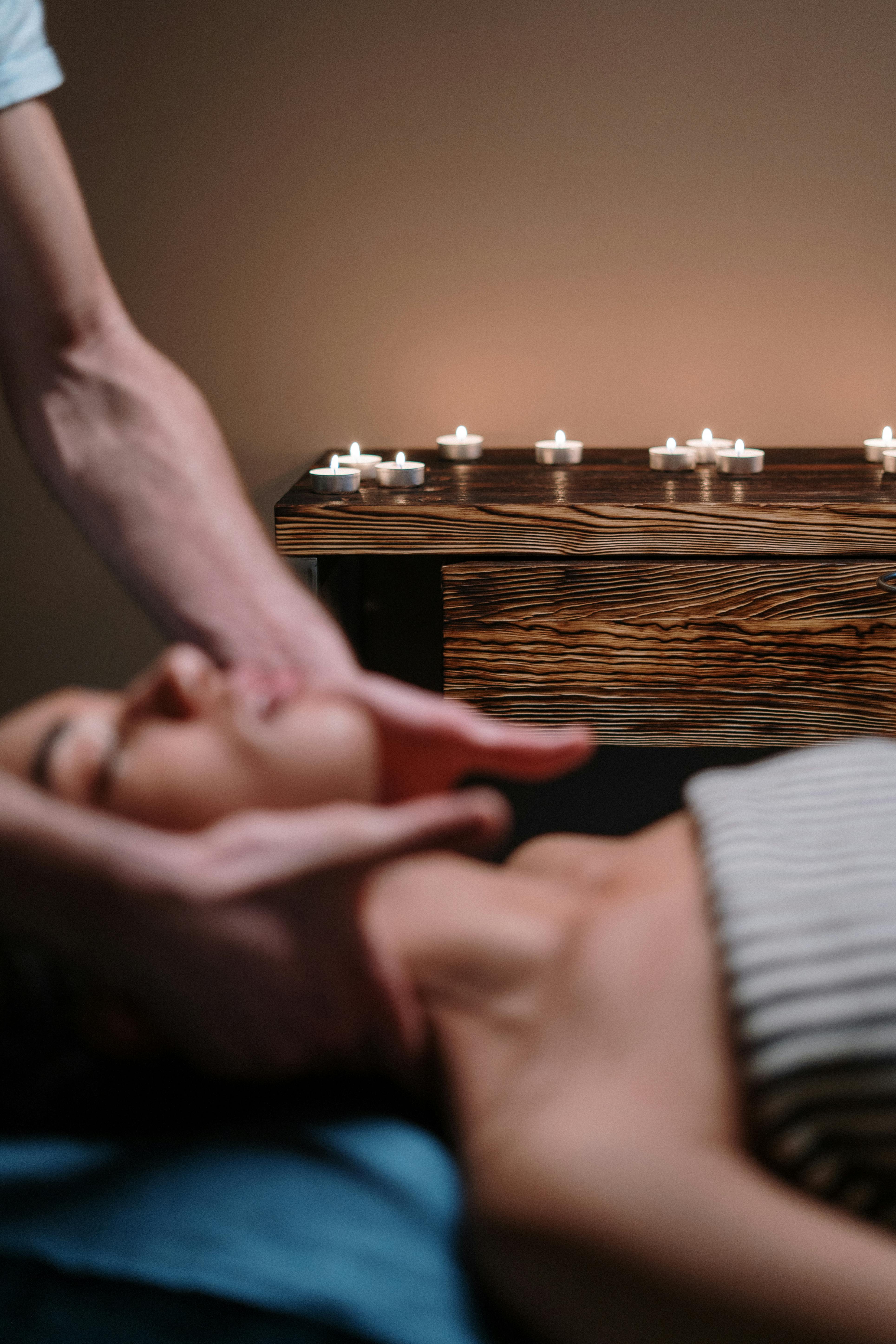 woman having face massage