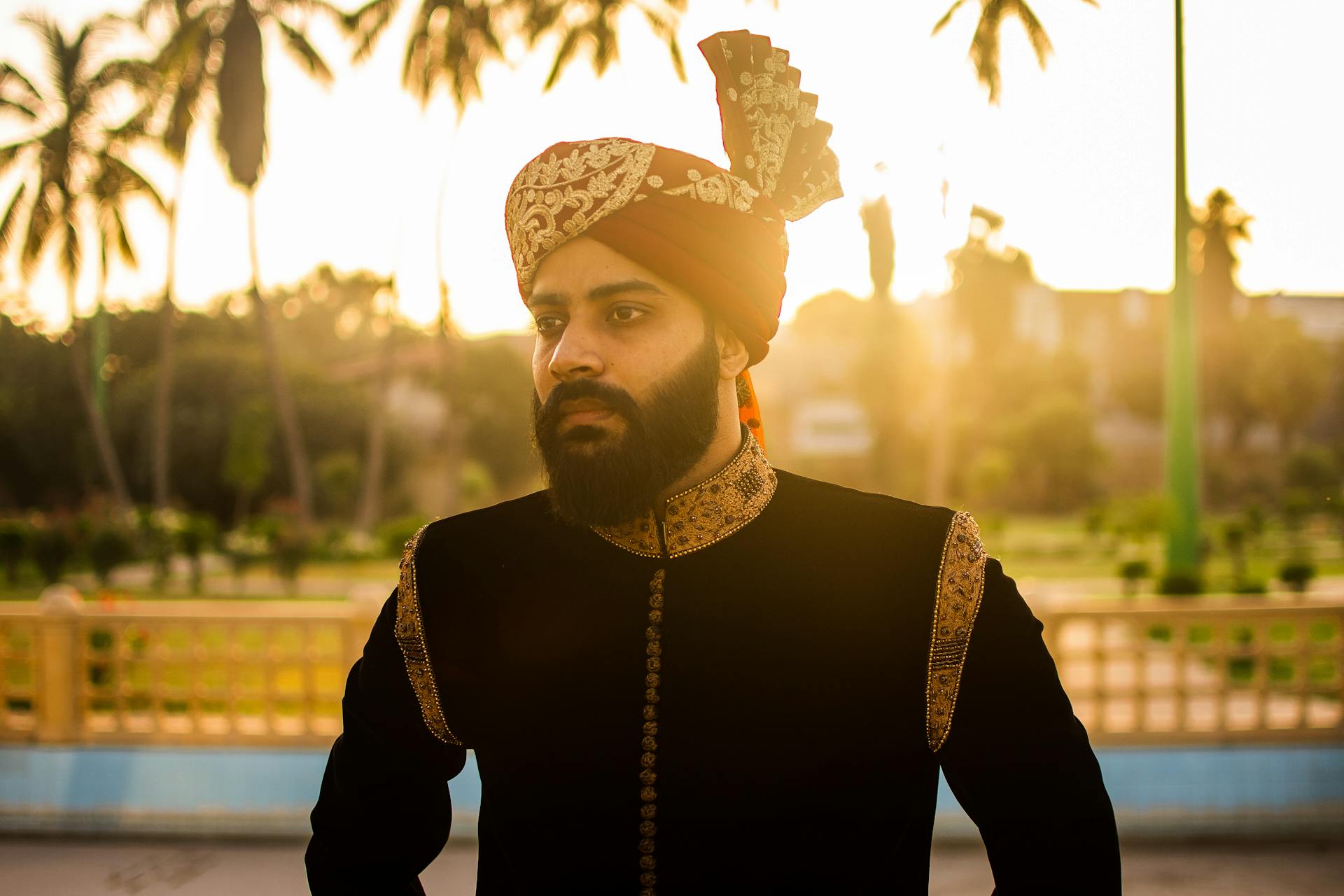 Man Wearing Indian Sherwani Standing