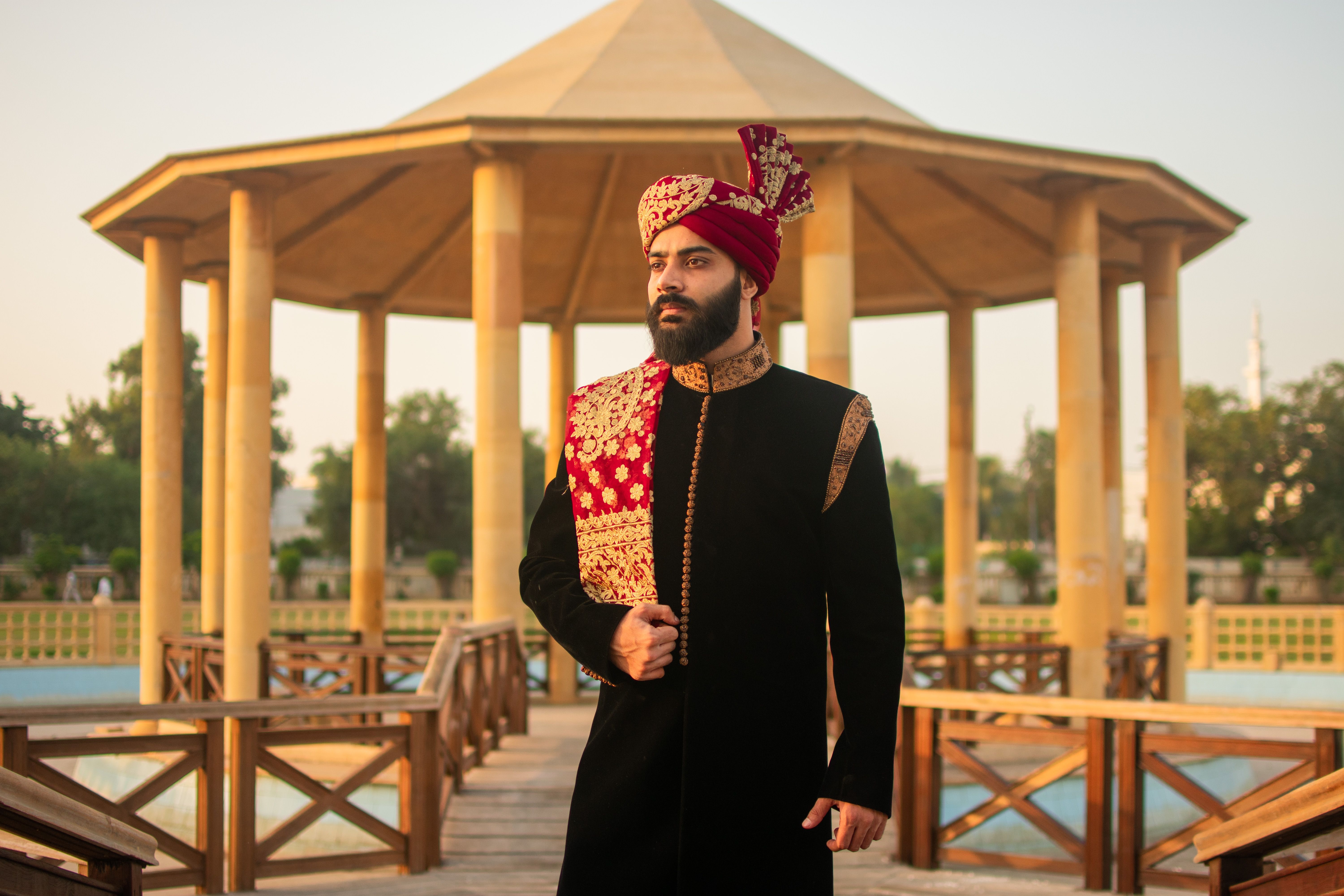 Black Traditional Men's Wear Only Kurta With Other Work main image 1