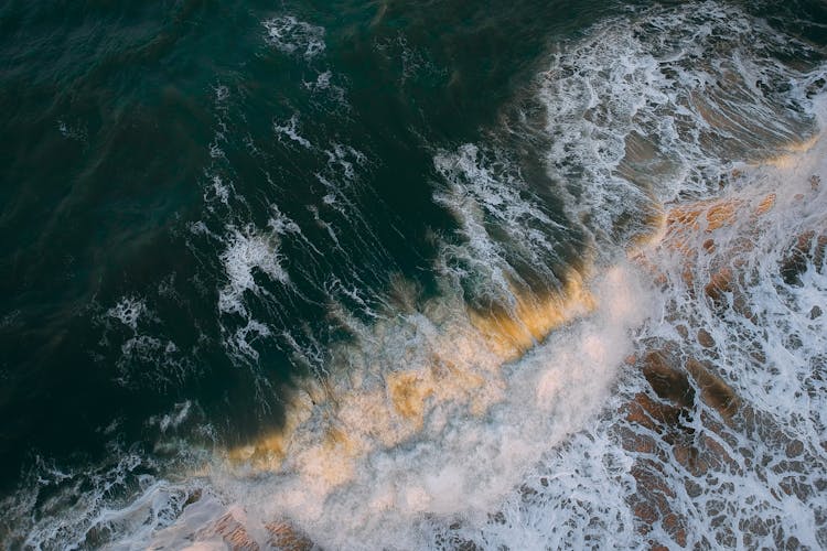 Ocean Waves Crashing On Shore