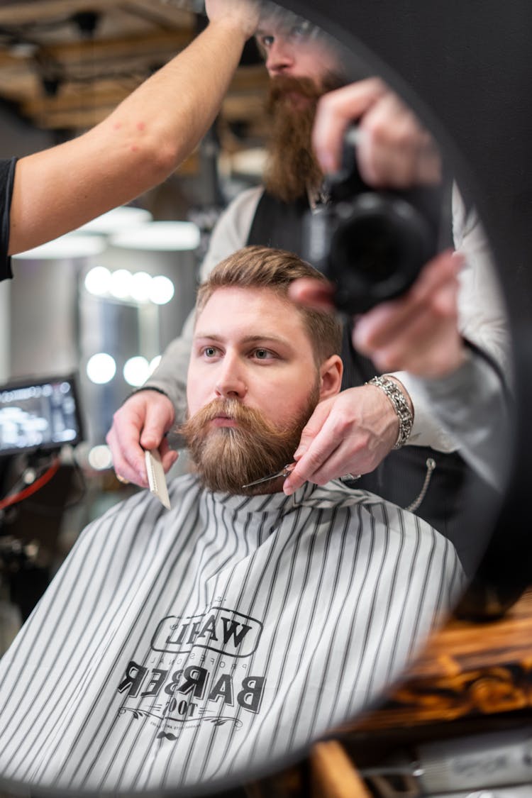 Man Getting A Beard Cut