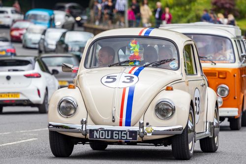 Free A vintage Volkswagen Beetle participates in a car parade in Morpeth, UK. Stock Photo
