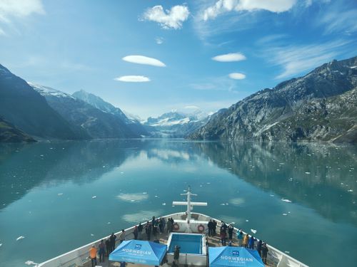 Free Discover breathtaking views of Glacier Bay aboard a cruise ship in Alaska. Stock Photo